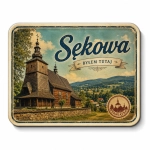 Magnes Sękowa z motywem drewnianej świątyni
