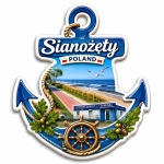 Magnes pamiątkowy Sianożęty z motywem plaży nadmorskiej