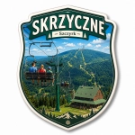 Magnes pamiątkowy Skrzyczne z widokiem gór i schroniska