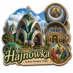Pamiątkowy magnes z motywem Soboru Świętej Trójcy w Hajnówce