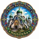Pamiątkowy magnes z motywem Soboru Świętej Trójcy w Hajnówce