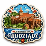 Magnes pamiątkowy z widokiem na Spichlerze w Grudziądzu