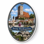 Magnes pamiątkowy Środa Wielkopolska z panoramą miasta
