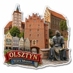 Magnes pamiątkowy z motywem Starego Miasta w Olsztynie