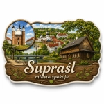 Magnes pamiątkowy Supraśl – miasto spokoju, regionalna pamiątka z Podlasia