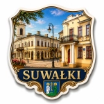 Pamiątkowy magnes Suwałki z motywem ulicy miasta