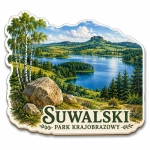 Magnes pamiątkowy Suwalski Park Krajobrazowy z jeziorem i lasami