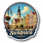 Pamiątkowy magnes Świdnica z widokiem na ratusz i kamienice