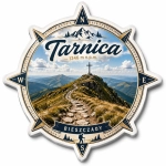 Pamiątkowy magnes Tarnica 1346 m n.p.m. z widokiem szczytu i krzyżem