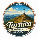 Magnes pamiątkowy Tarnica z widokiem na szczyt i krzyż
