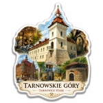Magnes pamiątkowy Tarnowskie Góry z motywem zamku i kamienicy