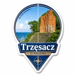Magnes Trzęsacz z motywem ruin kościoła nad morzem