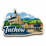 Pamiątkowy magnes Tuchów Małopolska z widokiem miasta