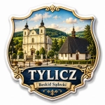Magnes pamiątkowy z motywem świątyń w Tyliczu