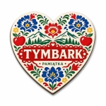 Pamiątkowy magnes Tymbark w kształcie serca z motywem regionalnym