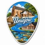 Pamiątkowy magnes Uniejów z motywem Term i Zamku