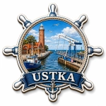 Magnes pamiątkowy z widokiem na port w Ustce