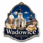 Pamiątkowy magnes Wadowice z motywem miasta i makaronu
