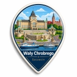 Magnes pamiątkowy przedstawiający Wały Chrobrego w Szczecinie