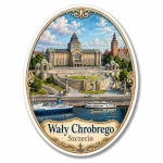 Magnes pamiątkowy przedstawiający Wały Chrobrego w Szczecinie