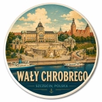 Magnes pamiątkowy przedstawiający Wały Chrobrego w Szczecinie