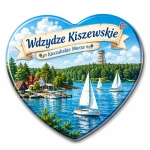 Magnes turystyczny z widokiem na jezioro Wdzydze Kiszewskie