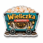 Pamiątkowy magnes Wieliczka z motywem kopalni soli i napisem „Byłem tutaj”