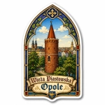 Pamiątkowy magnes z widokiem na Wieżę Piastowską w Opolu