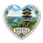 Magnes pamiątkowy z motywem Wieżycy