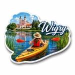 Magnes pamiątkowy Wigry z motywem kajakowania na jeziorze