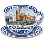 Magnes pamiątkowy Włocławek z widokiem na katedrę, most i rzekę