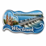 Magnes Włocławek z motywem kościoła i mostu nad Wisłą