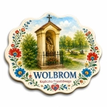 Pamiątkowy magnes Wolbrom z motywem kapliczki Frasobliwego