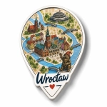 Pamiątkowy magnes Wrocław z mapą Starego Miasta i rzeką Odrą