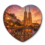 Magnes pamiątkowy Wrocław w kształcie serca z widokiem na katedrę