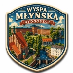 Magnes pamiątkowy z widokiem na Wyspę Młyńską w Bydgoszczy
