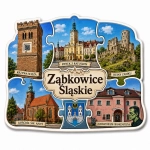 Magnes pamiątkowy Ząbkowice Śląskie z motywem ratusza