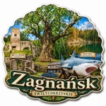 Magnes pamiątkowy Zagnańsk z nadrukiem turystycznym
