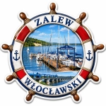 Magnes pamiątkowy Zalew Włocławski z portem żaglowym, żaglówkami i łodziami