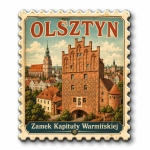 Pamiątkowy magnes przedstawiający Zamek Kapituły Warmińskiej w Olsztynie
