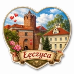 Magnes pamiątkowy z motywem Zamku Królewskiego w Łęczycy
