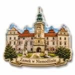 Pamiątkowy magnes z Zamkiem w Niemodlinie na tle regionalnym