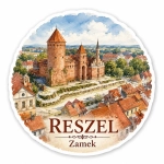 Magnes pamiątkowy z Zamkiem w Reszlu
