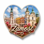 Magnes Zamość z widokiem na historyczne centrum, białym kościołem i barokowymi budynkami