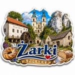 Magnes pamiątkowy Żarki z widokiem miasta