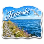 Pamiątkowy magnes Jeziorsko z motywem jeziora