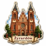Pamiątkowy magnes z Żyrardowa z motywem Bazyliki Matki Bożej Pocieszenia