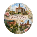 Magnes pamiątkowy Zamek Książ z ornamentem kwiatowym