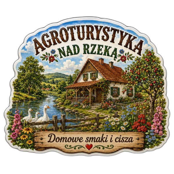 Magnes Wiejski dom nad rzeką z kaczkami