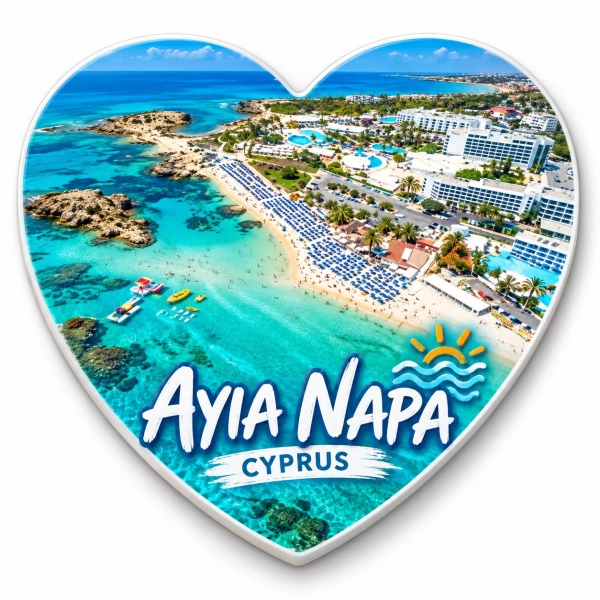 Magnes pamiątkowy Ayia Napa w kształcie serca, Cypr